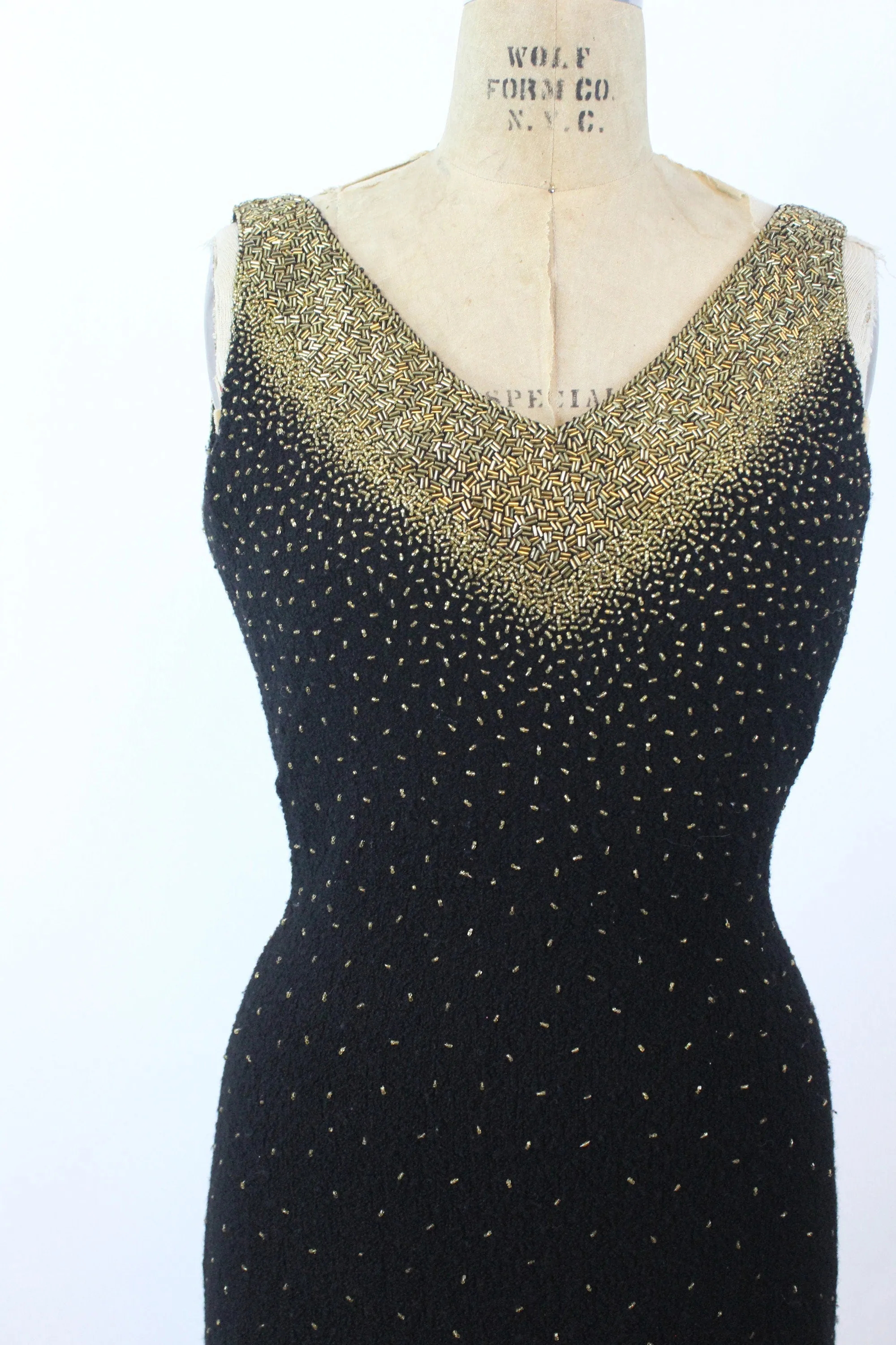 1960s GENE SHELLY beaded knit dress small medium | new winter