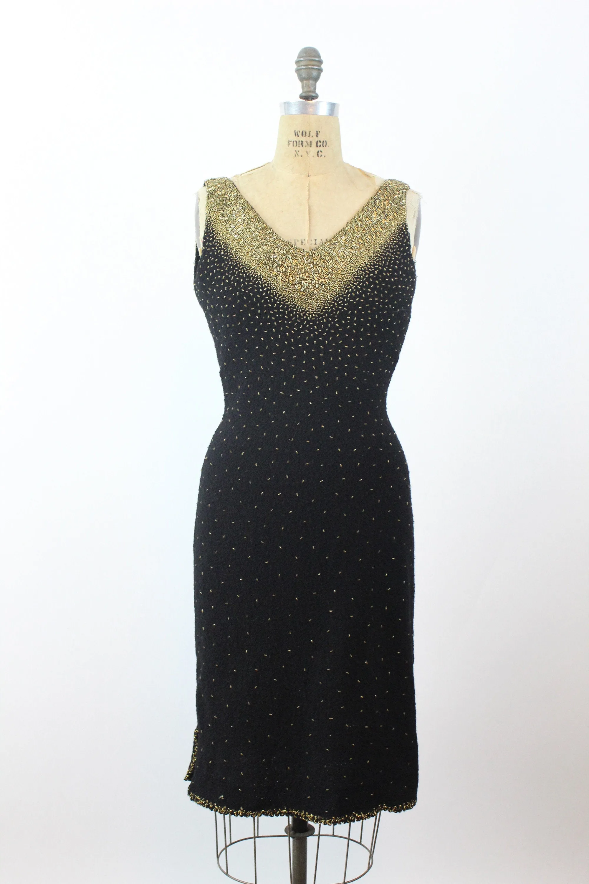 1960s GENE SHELLY beaded knit dress small medium | new winter