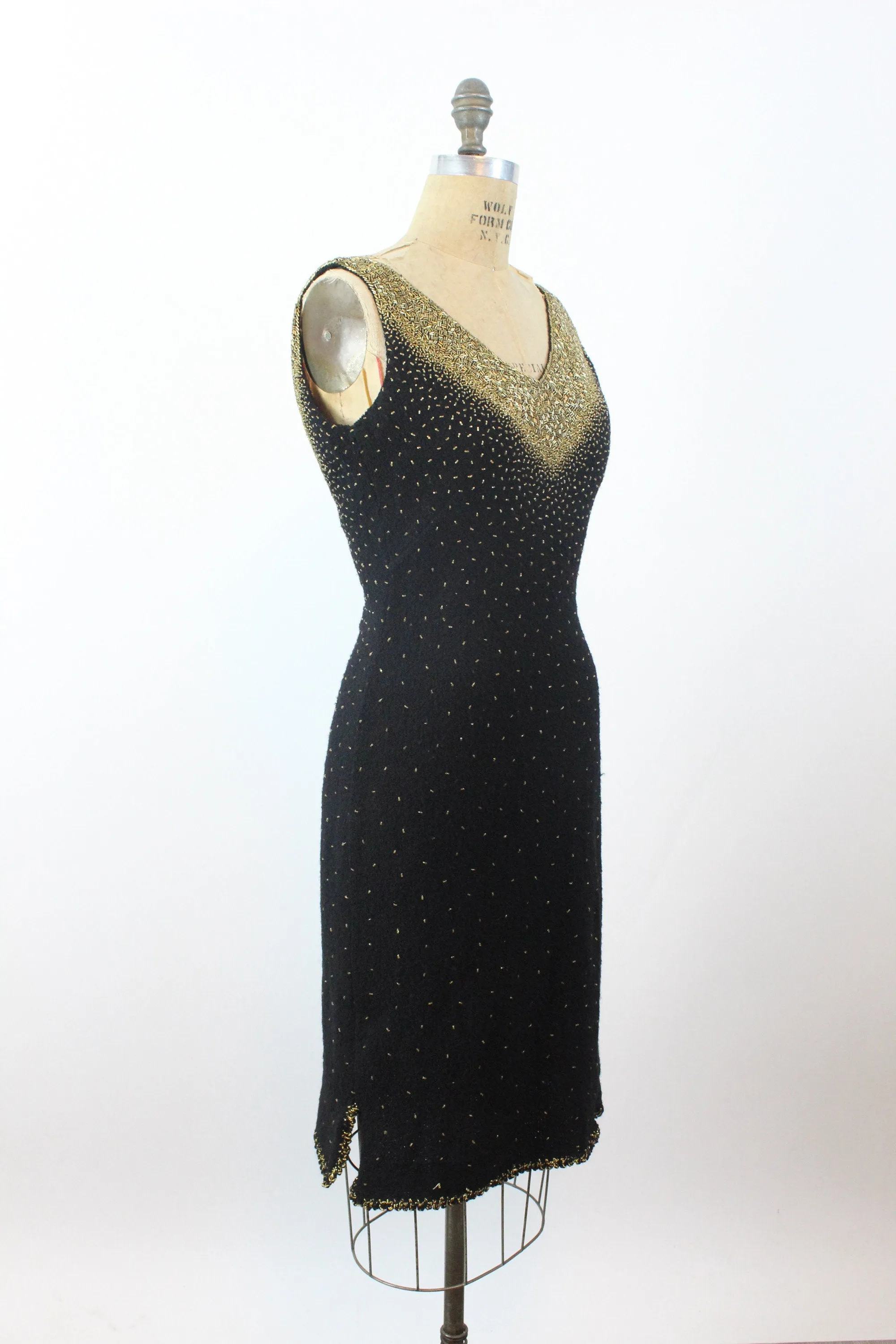 1960s GENE SHELLY beaded knit dress small medium | new winter