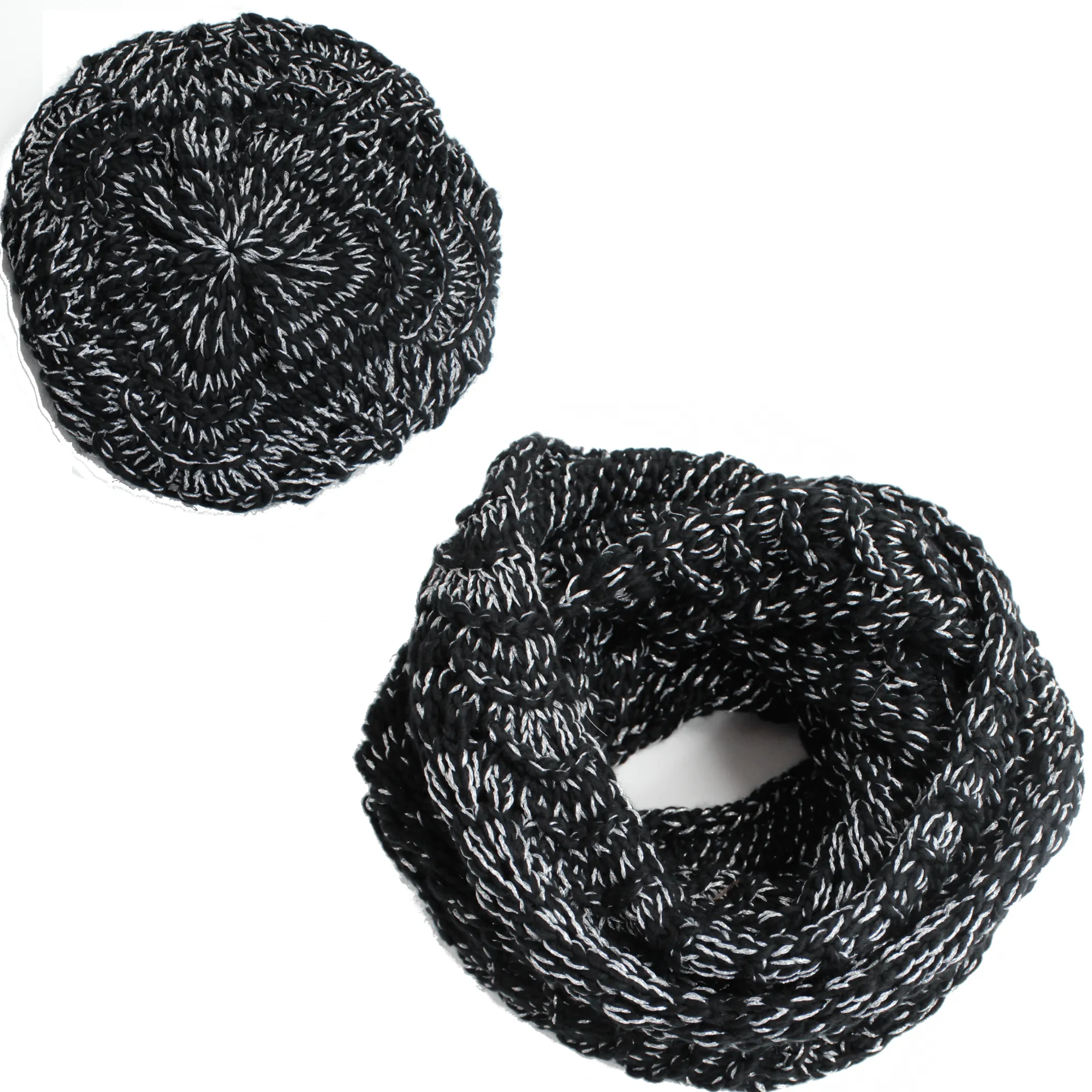 2 Piece Pointelle Crochet Set - Black