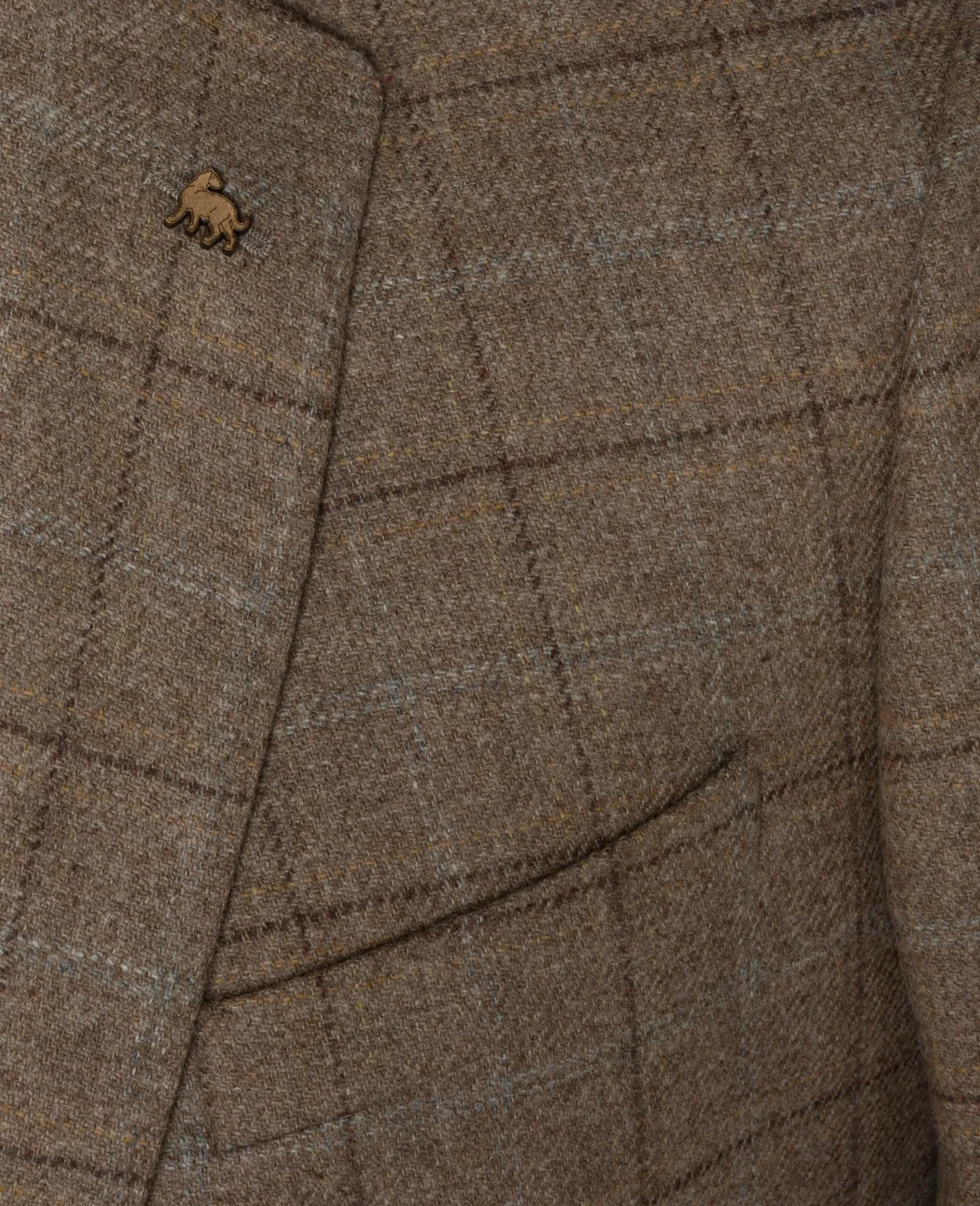 40% OFF - MAGEE Midweight Tweed Jacket - Mens Finn Patch Pocket - Oatmeal with Check - Size: 48 REGULAR