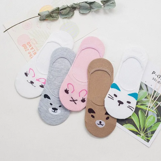 5pairs Fashion Animal Patterned Short Women Socks Cartoon Summer Thin Socks Art Cute Funny Cotton Ankle Socks Cheap Soft Hosiery