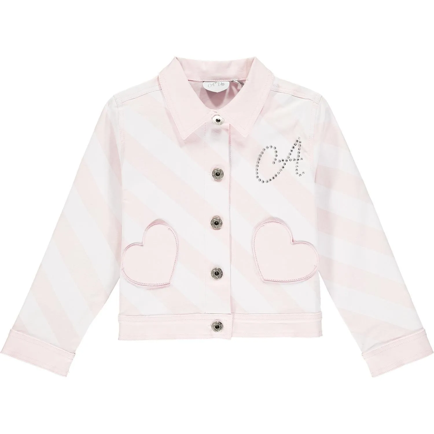 A DEE - Stripe Denim Jacket - Pink