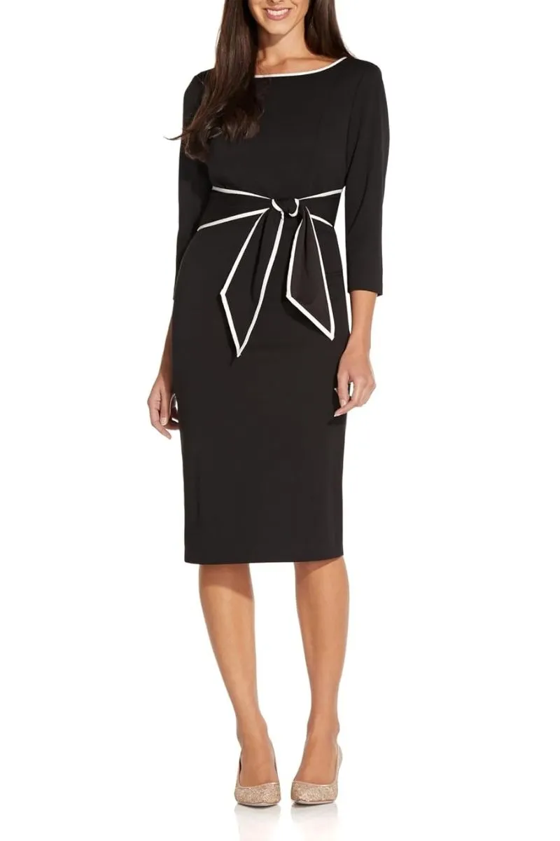 Adrianna Papell Knit Crepe Tie Sheath Dress