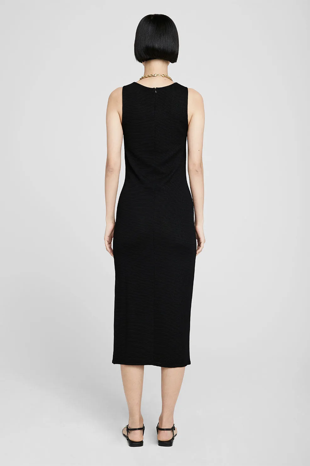 Anine Bing - Savannah Dress in Black Waffle