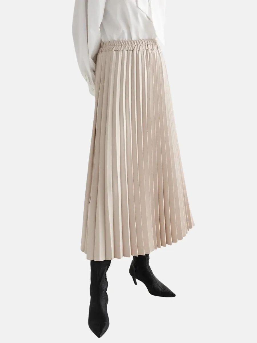 Athens Pleated Long Skirt Stone