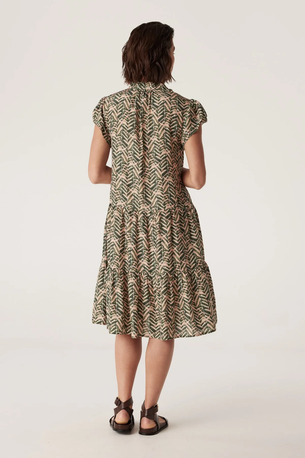 Avalon Frill Dress - Green Blush Print