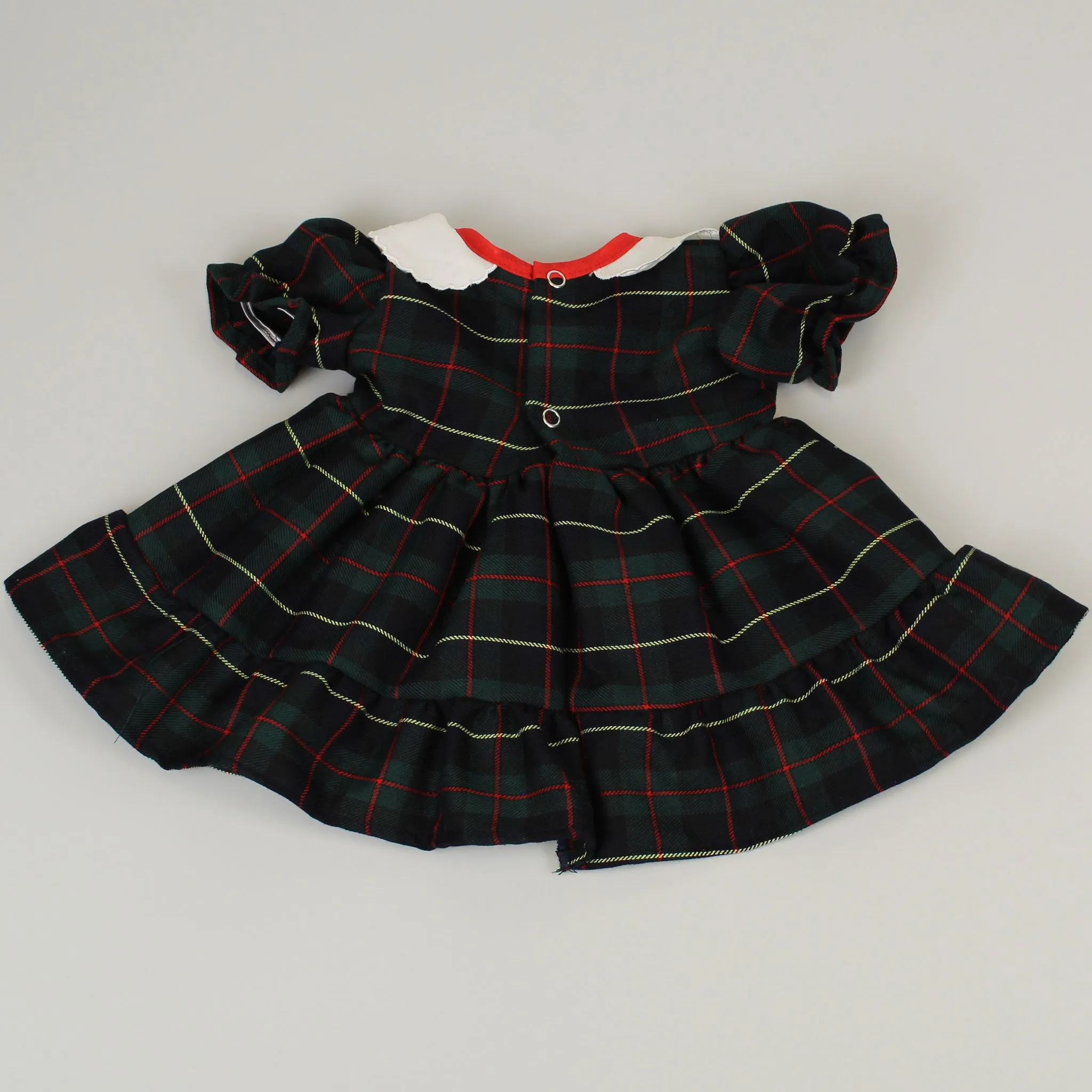 Baby Girls Green and Navy Tartan Dress, Jacket and Hat Outfit