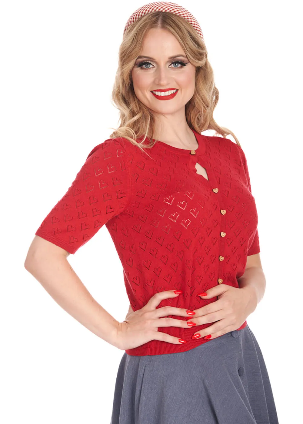 Banned Heart Blooms 40's Cardigan Red