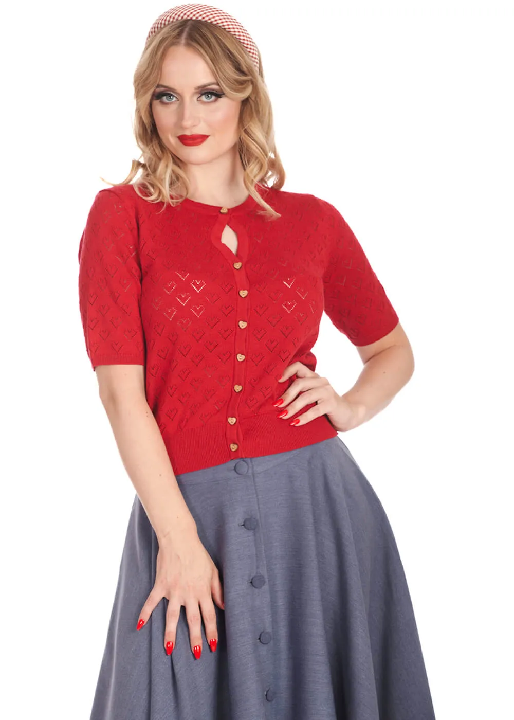 Banned Heart Blooms 40's Cardigan Red