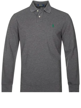 Basic Mesh Long Sleeve Polo Grey