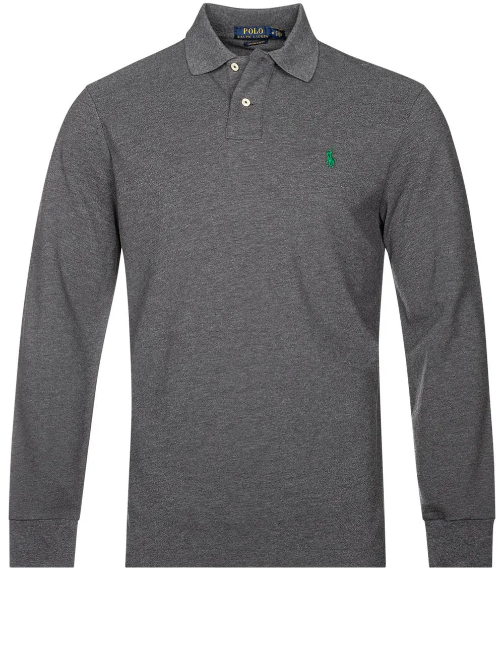 Basic Mesh Long Sleeve Polo Grey