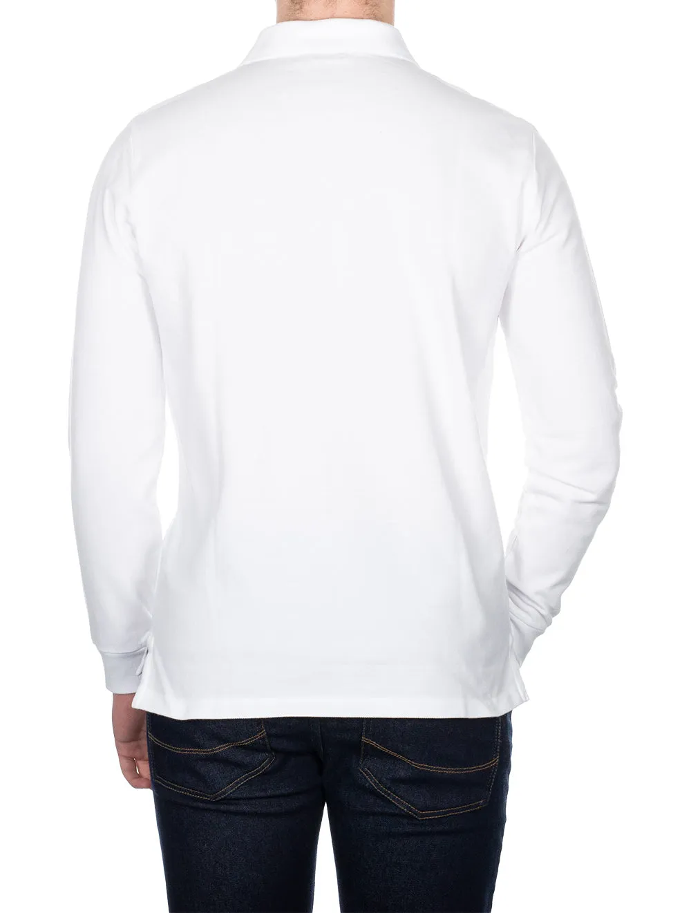 Basic Mesh Long Sleeve Polo Pure White