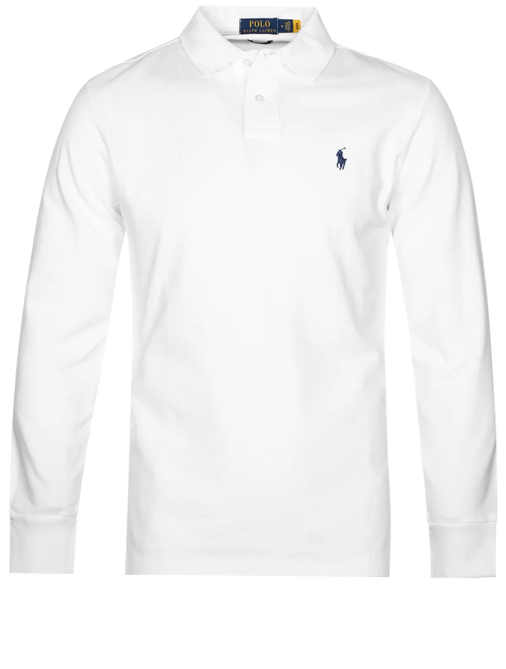 Basic Mesh Long Sleeve Polo Pure White