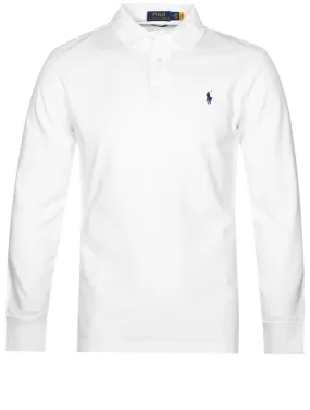 Basic Mesh Long Sleeve Polo Pure White