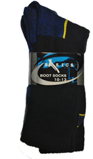 basics men's boot socks - black/blue Case of 120