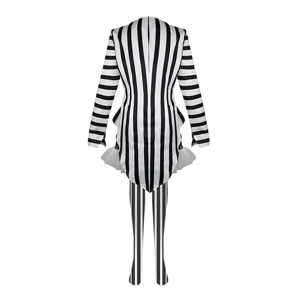 Beetlejuice 2 Costume Black and White Striped Women Dress Outfits