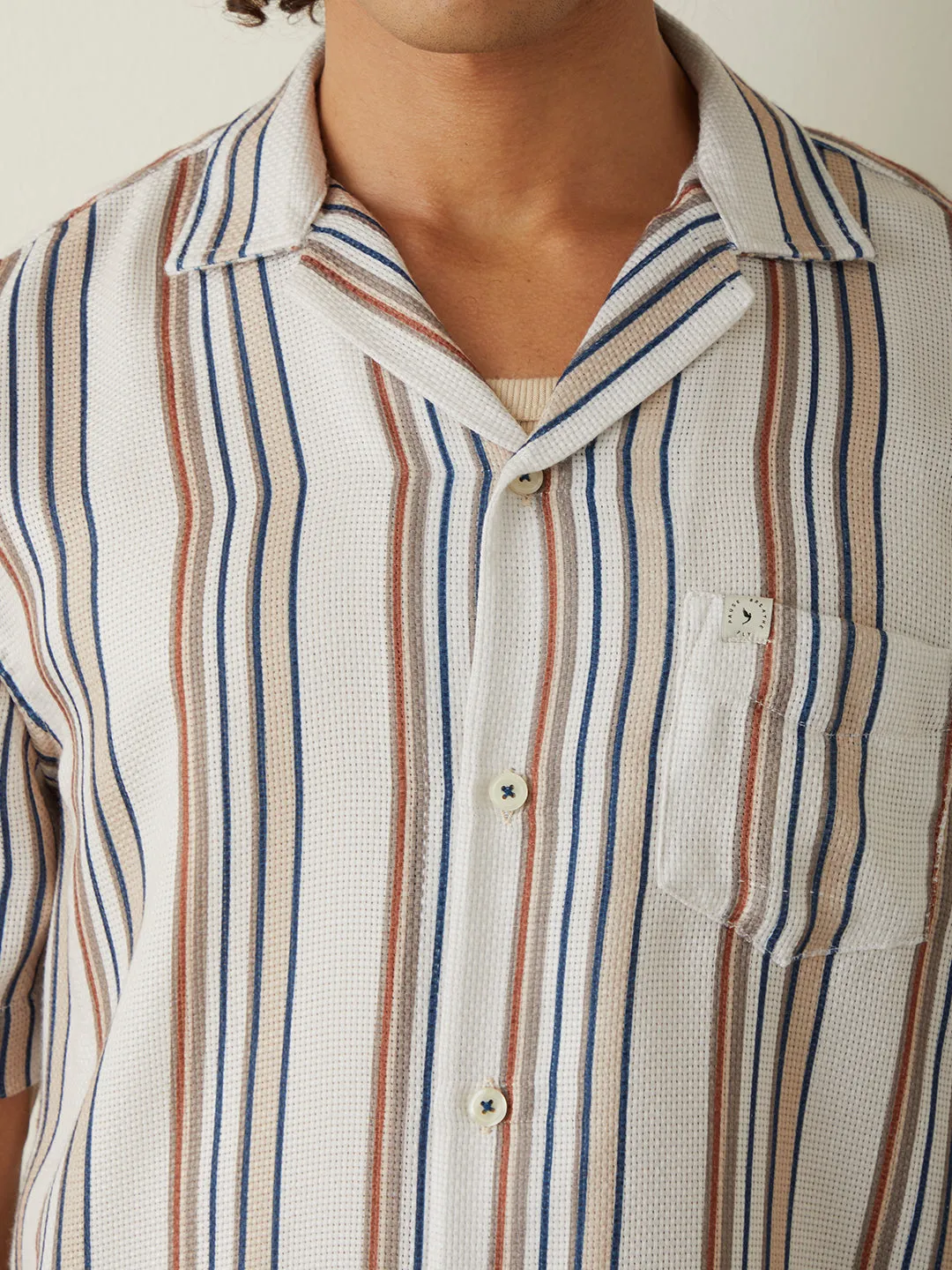 Beige Striped Resort Shirt