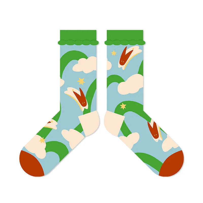 Beligogo 4 Stylish & Comfortable Hopping Rabbit Crew Socks