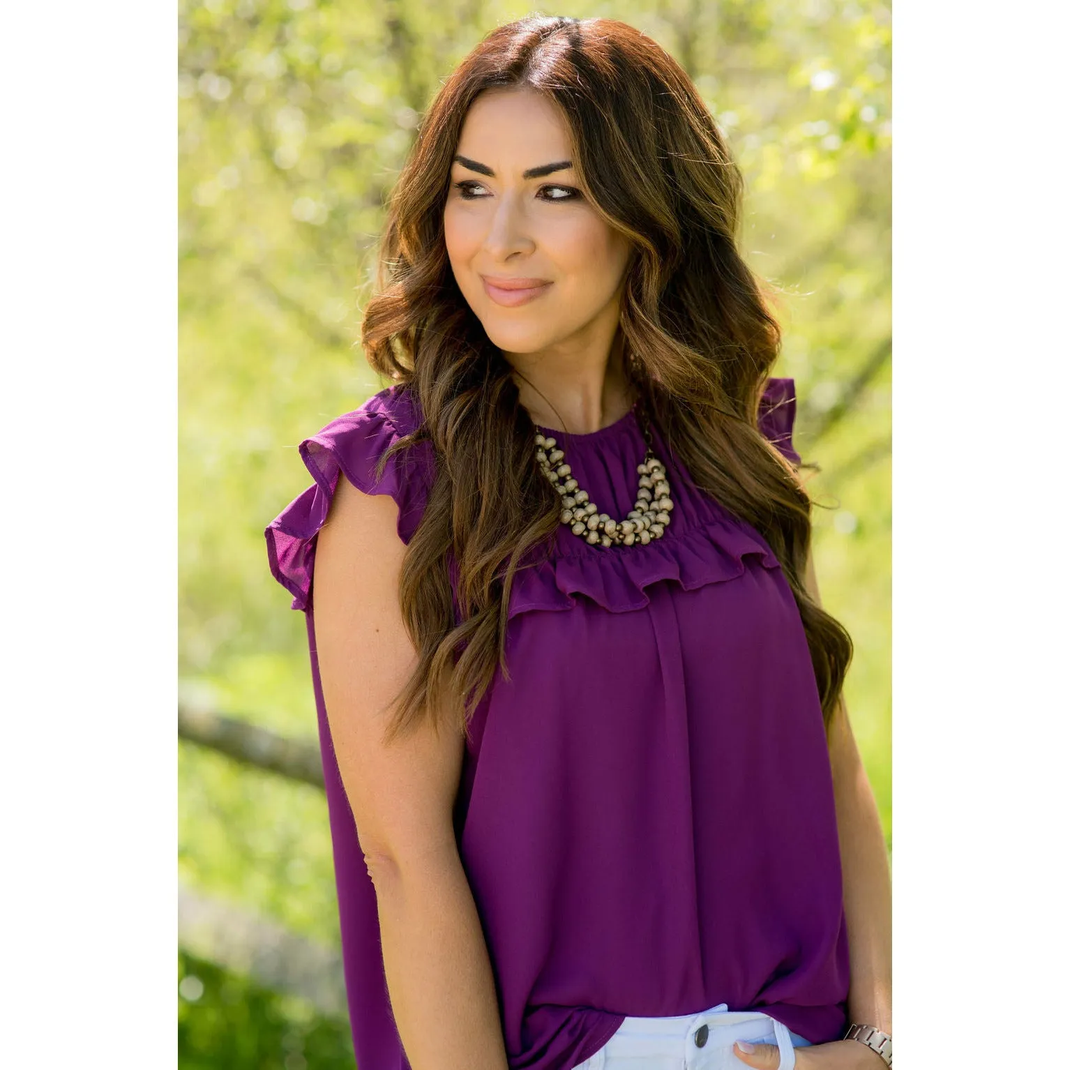 Betsey's Bibbed Ruffle Sleeved Blouse