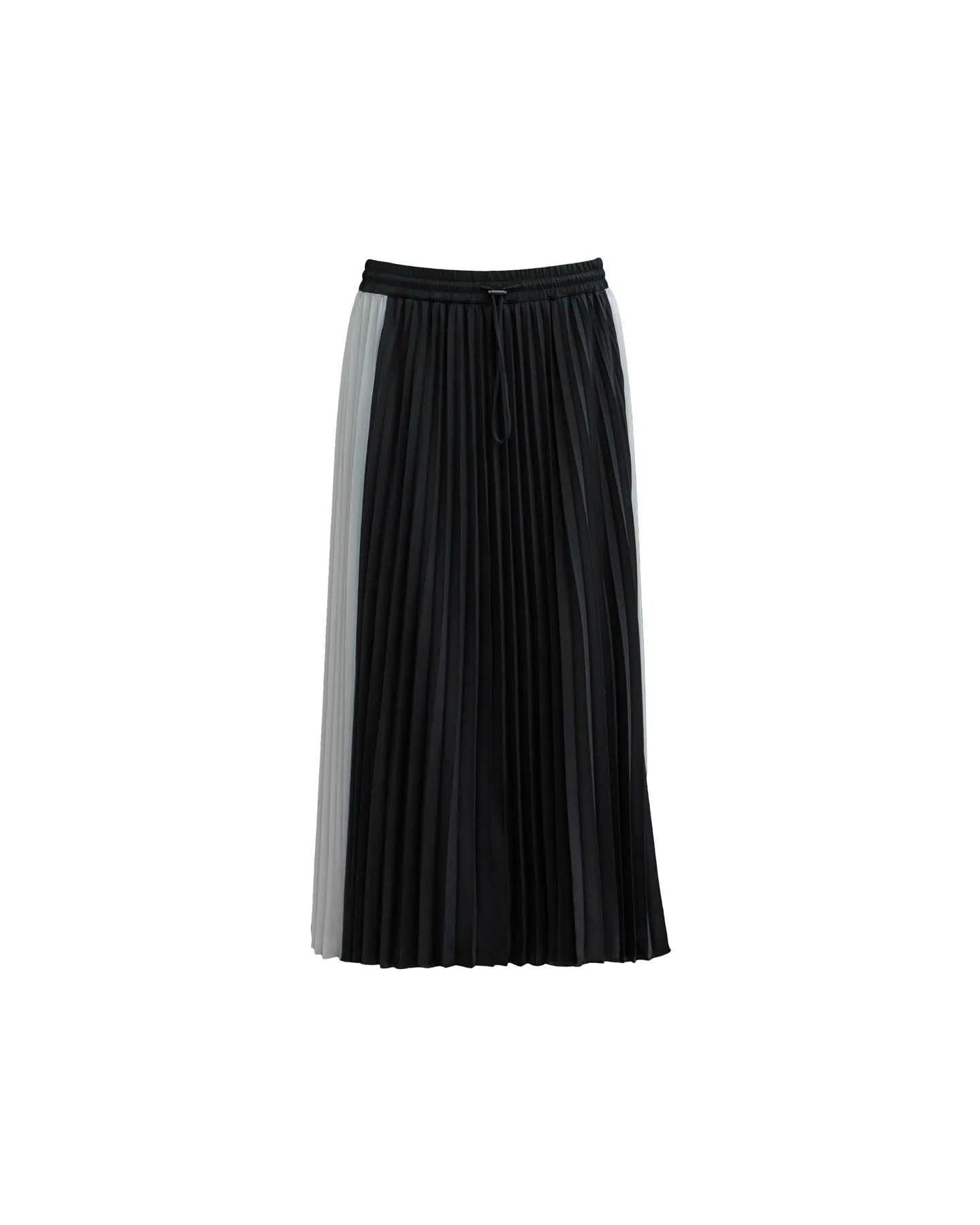 Black and White Colorblock Pleated Skirt