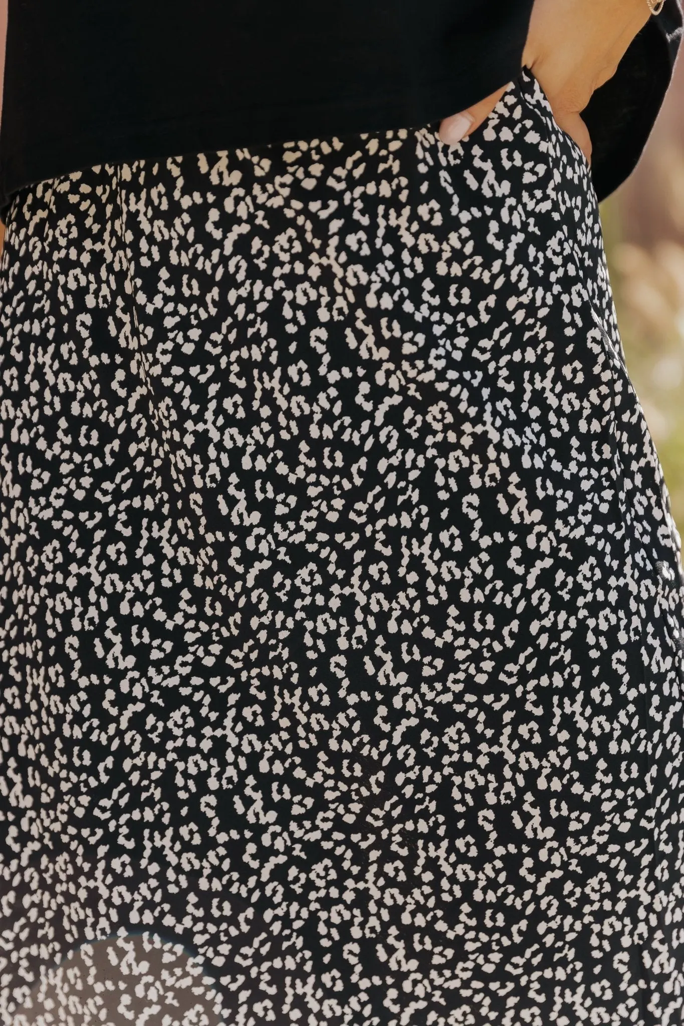 Black Leopard Print Midi Skirt - FINAL SALE