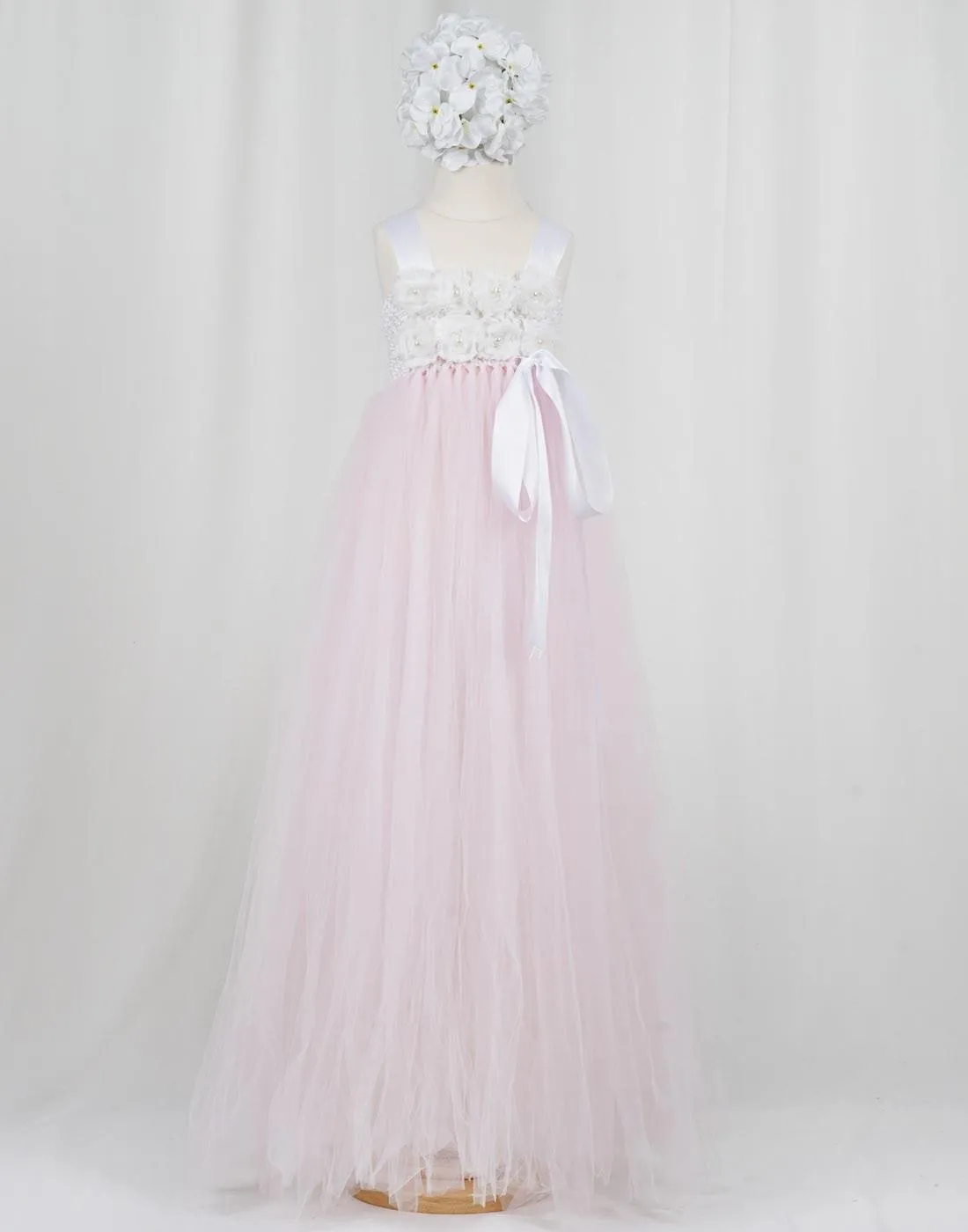 Blossomy Bodice and Pink Sheer Tulle Skirt Dress