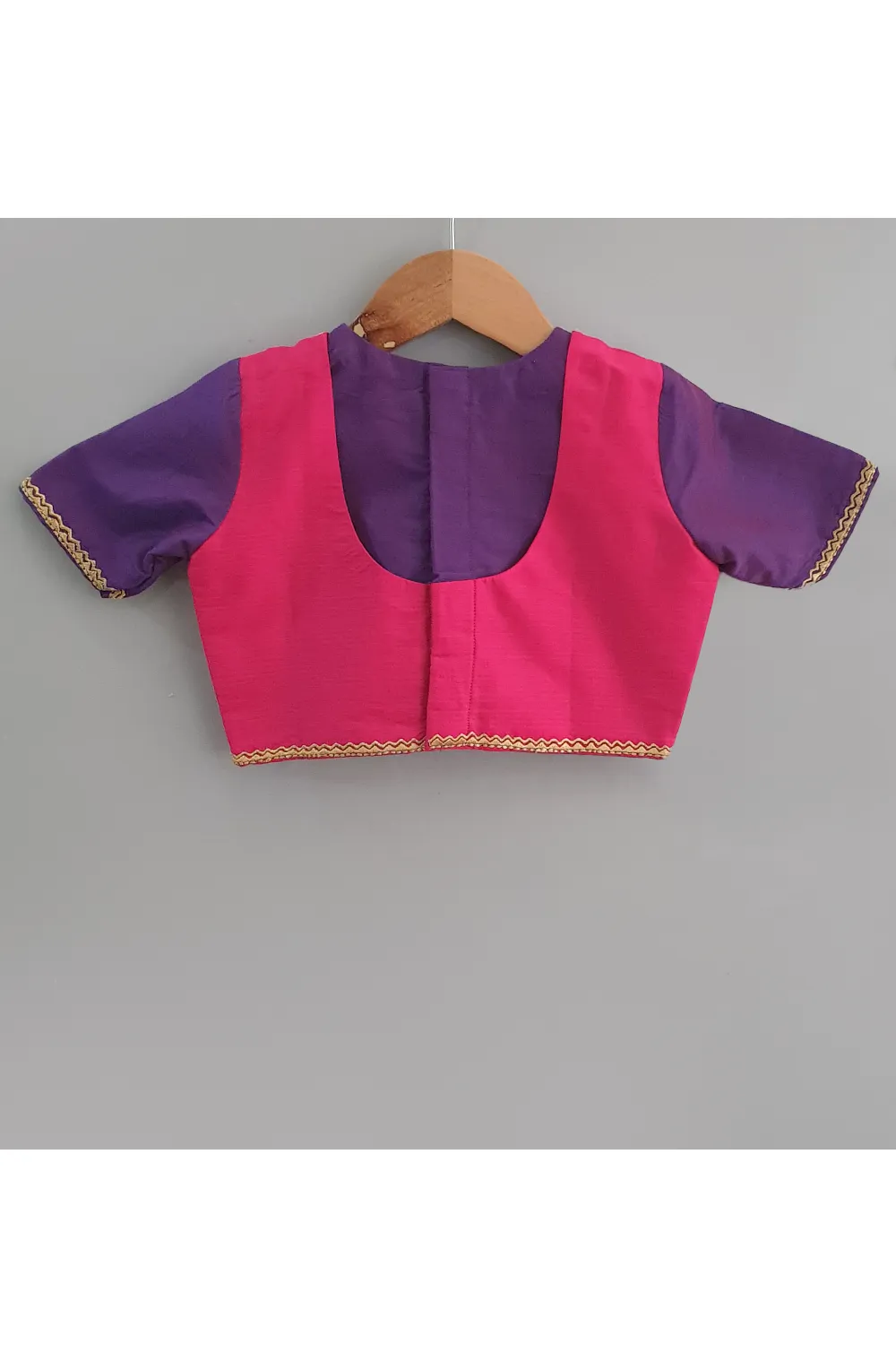 Blouse attached jacket with purple pleated lehnega