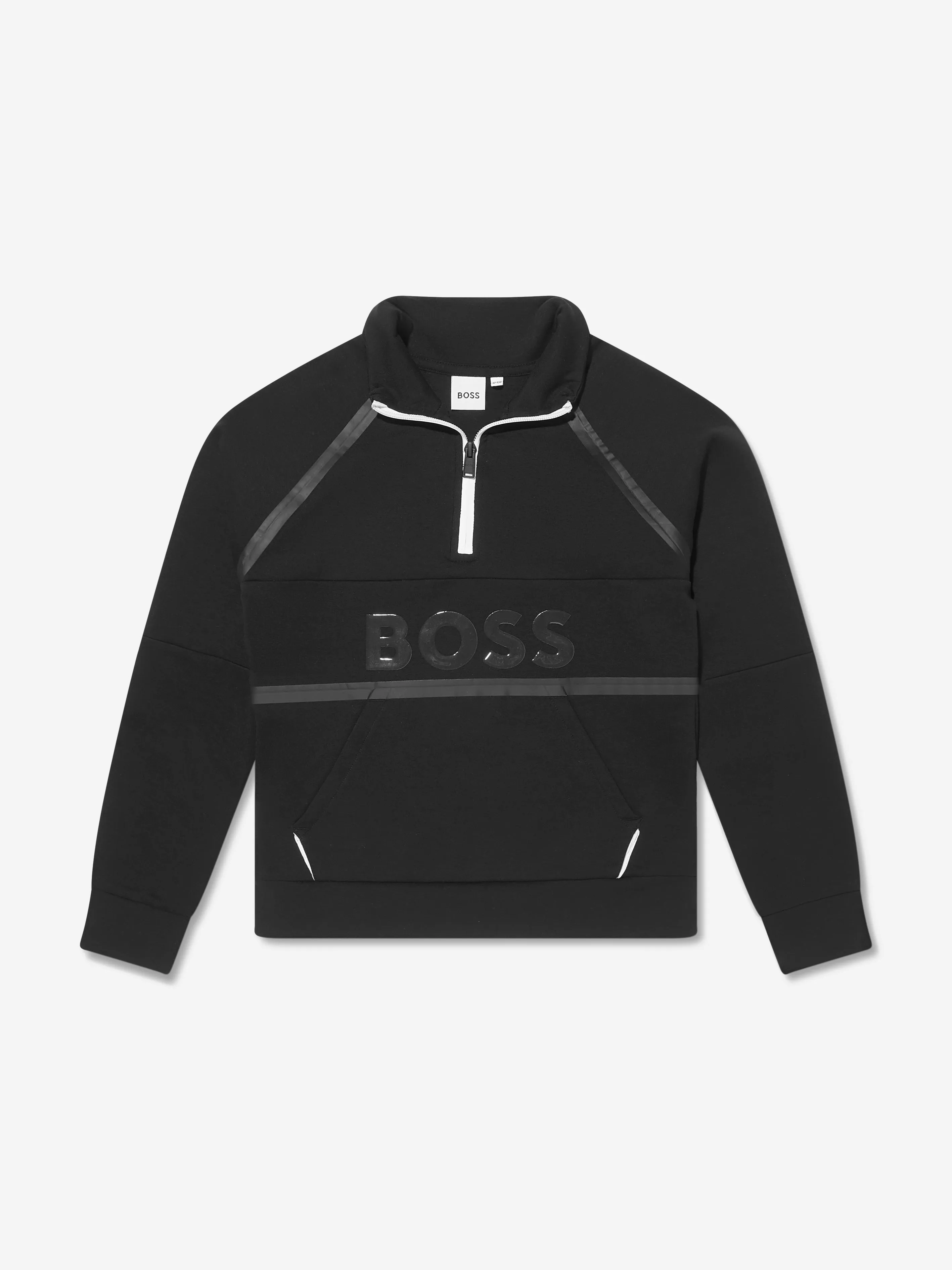 BOSS Boys Logo Print Half Zip Sweatshirt