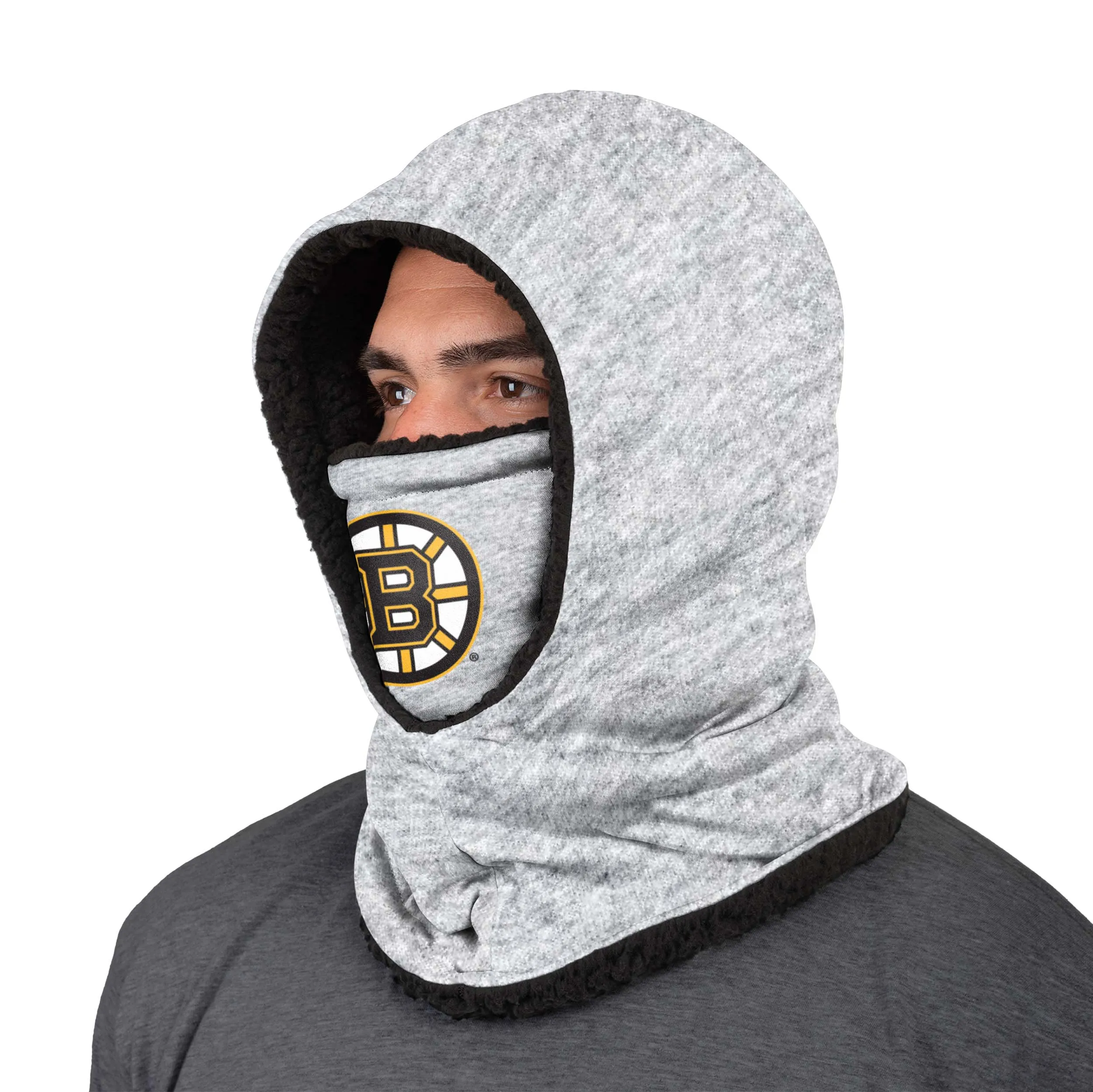 Boston Bruins NHL Heather Grey Big Logo Hooded Gaiter