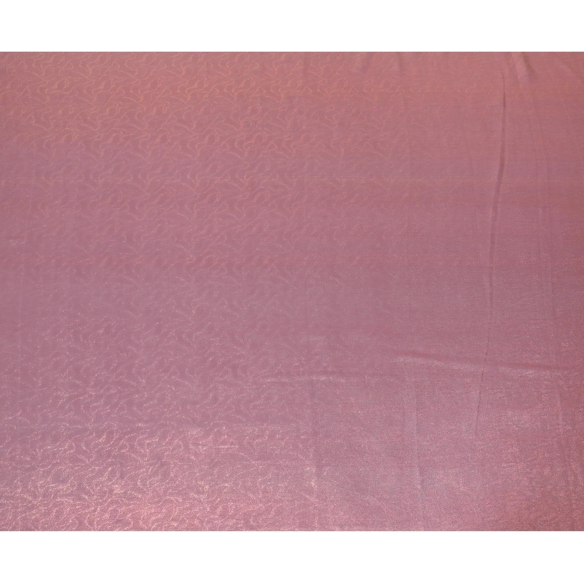 Brick pink synthetic chiffon fabric with same tone metallic lurex in Abstract design-D10125