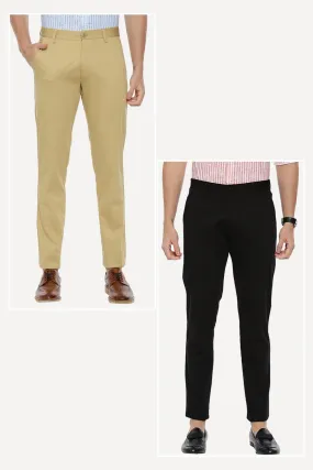 Bronx Chinos - Light Khaki and Navy Blue Pack of 2 Trousers For Men | Ariser