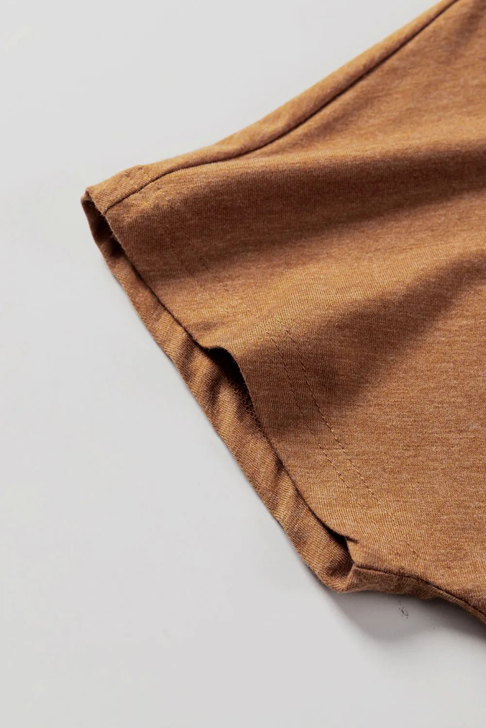 Brown Cold Shoulder Colorblock Splicing T-Shirt – Effortlessly Cool with a Bold Twist