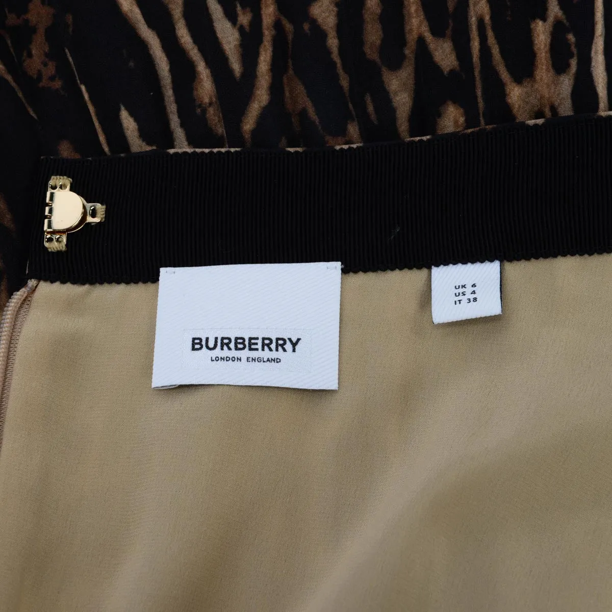 Burberry Brown Animal Print Pleated Skirt UK 6