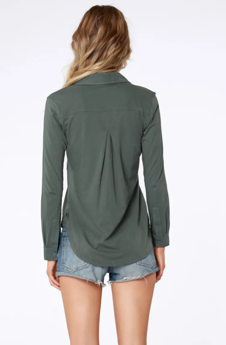 Button Down Collard Shirt - Dark Sage