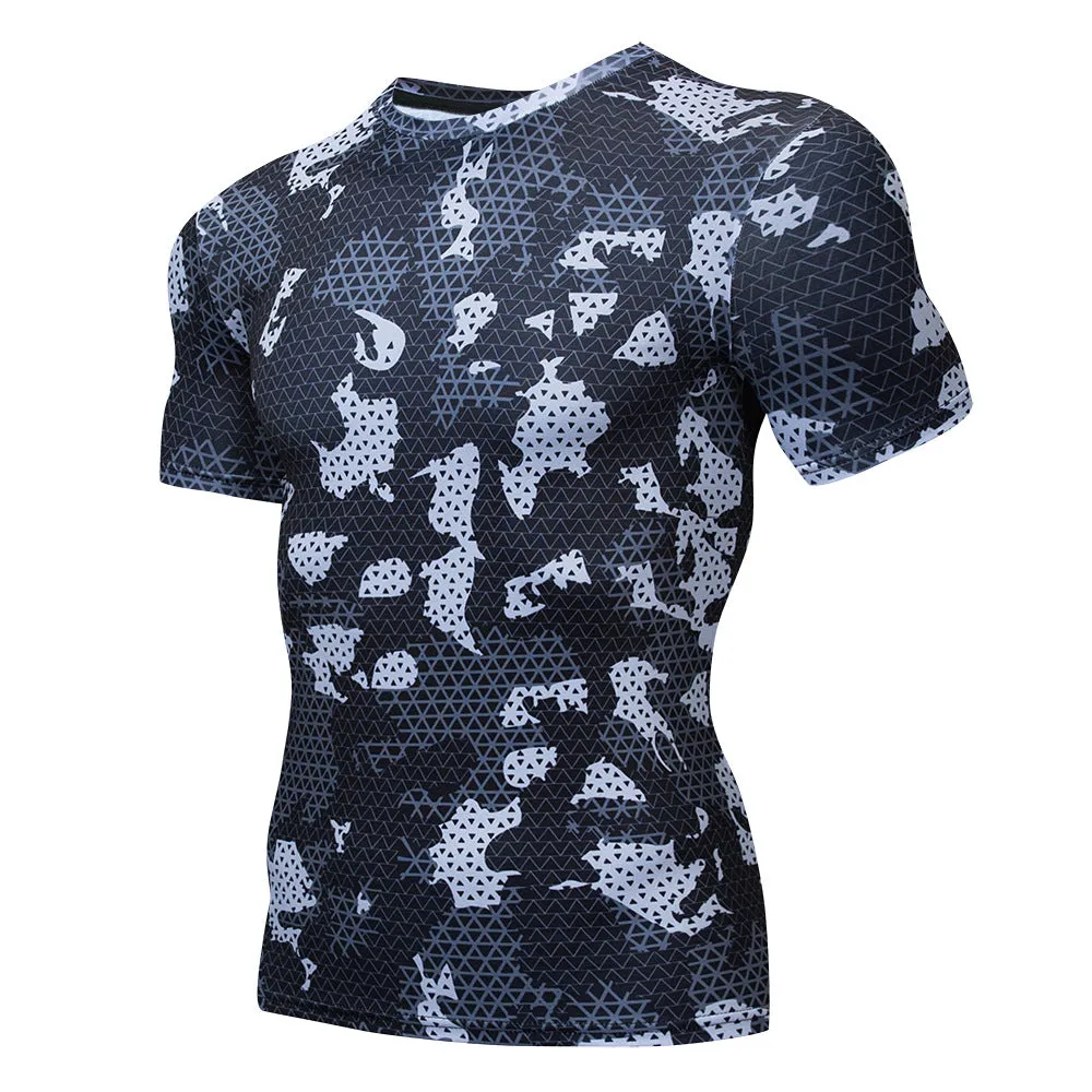 Camouflage Compression shirts Running Tights Men Soccer Training tshirt Sport T shirt Male Gym Jogging fitness shirt Sportswear