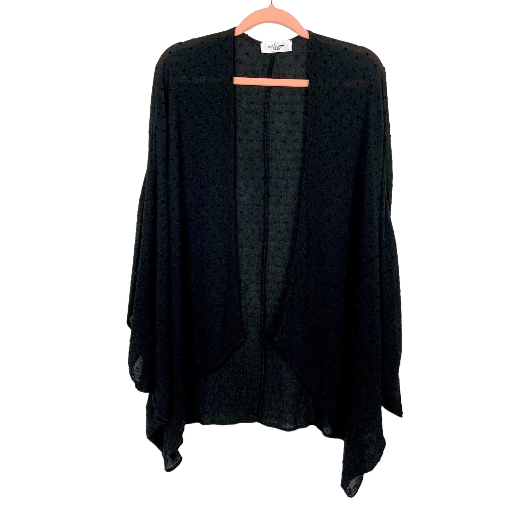 Carly Jean Los Angeles Black Swiss Dot Poncho Cardigan- Size S