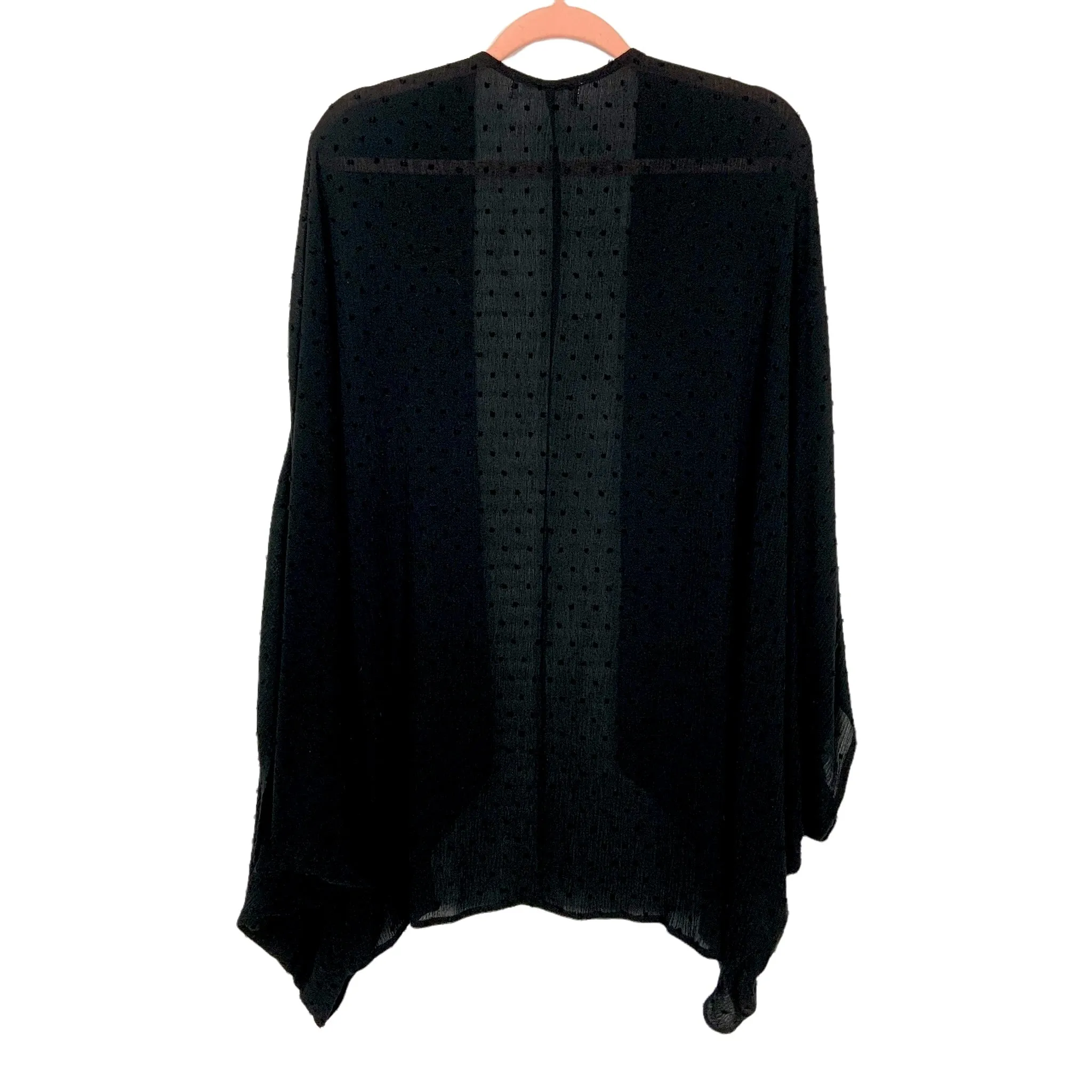 Carly Jean Los Angeles Black Swiss Dot Poncho Cardigan- Size S