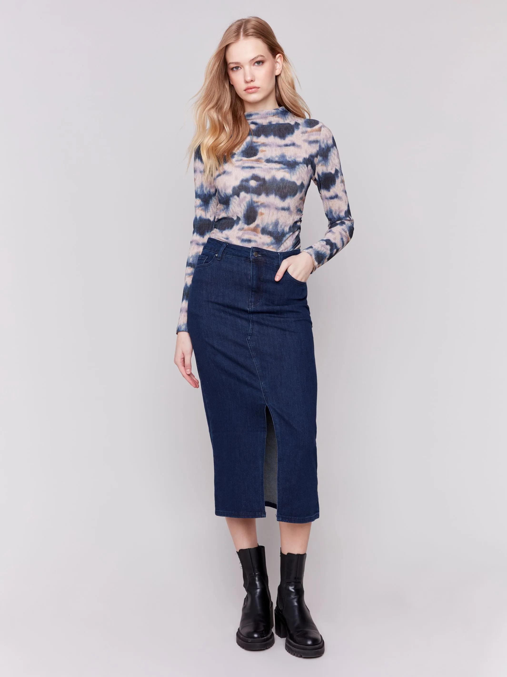 Charlie B- Long Denim Skirt