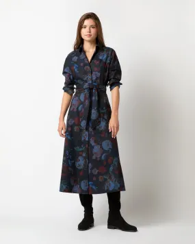 Charlie Shirtwaist Dress in Ink/Multi Floral Poplin