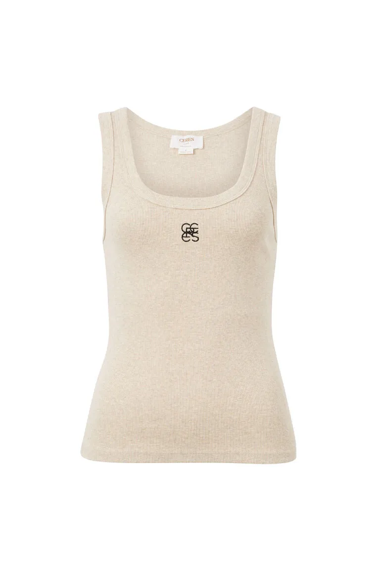 Contour Rib Scoop Tank - Oatmeal