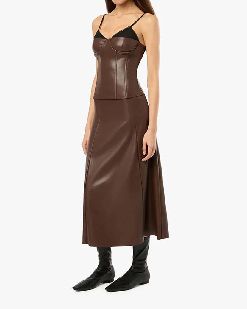 Corset Vegan Leather Top Brown