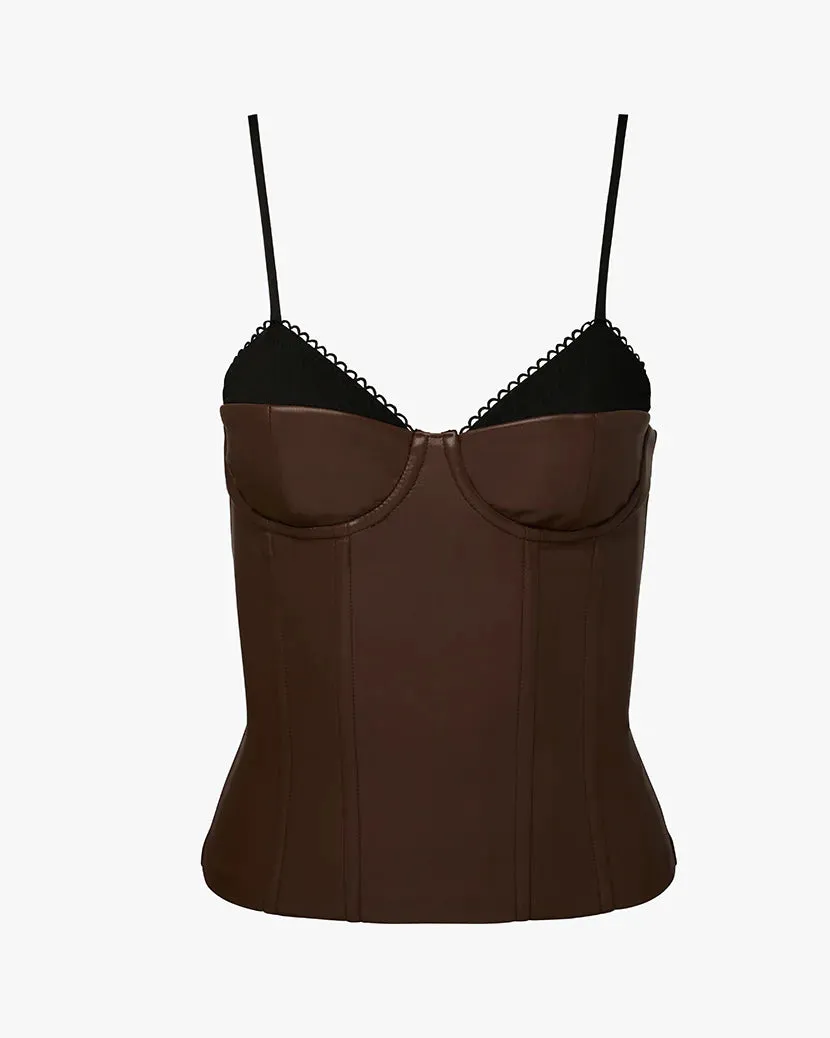 Corset Vegan Leather Top Brown