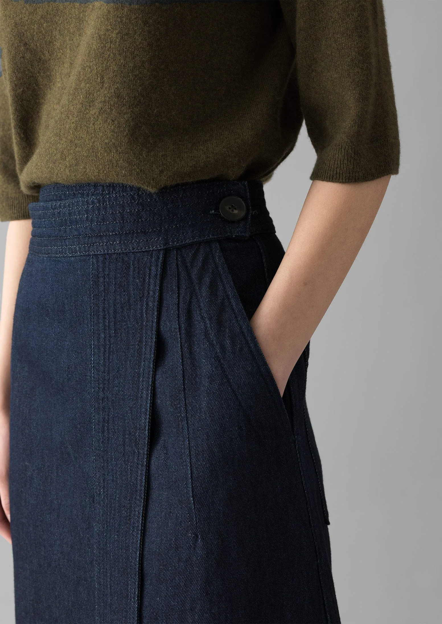 Cotton Hemp Denim Wrap Skirt | Indigo