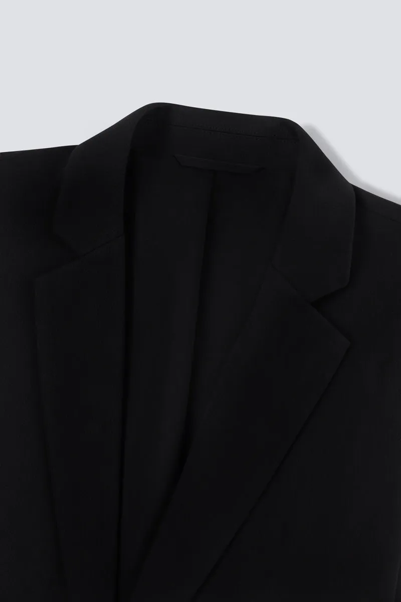 CottonSTRETCH Lightweight Knit Smart Blazer | Black BKFD01