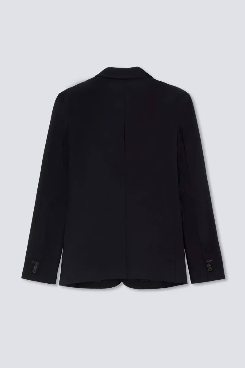 CottonSTRETCH Lightweight Knit Smart Blazer | Black BKFD01