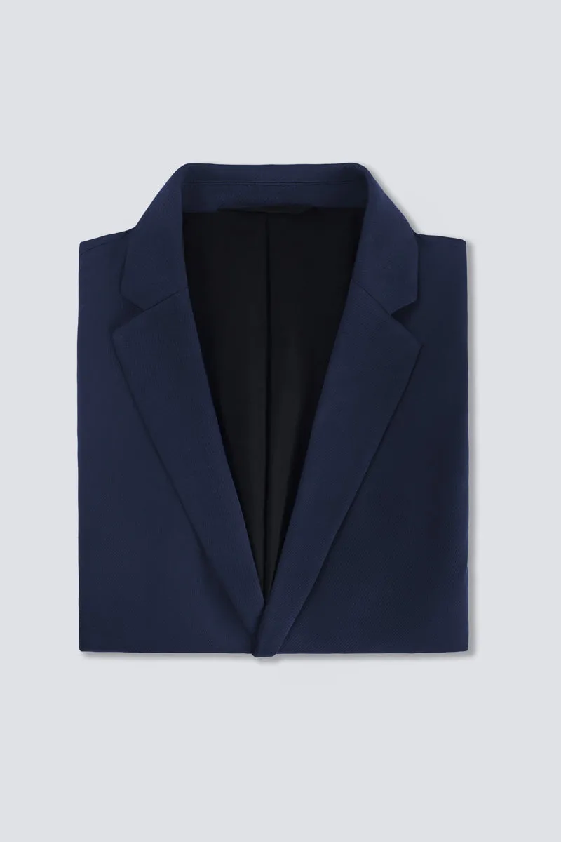 CottonSTRETCH Lightweight Knit Smart Blazer | Navy NNY096