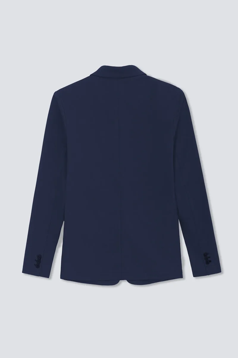 CottonSTRETCH Lightweight Knit Smart Blazer | Navy NNY096