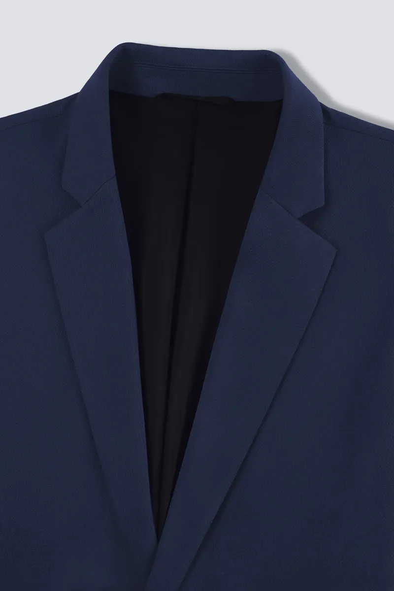 CottonSTRETCH Lightweight Knit Smart Blazer | Navy NNY096