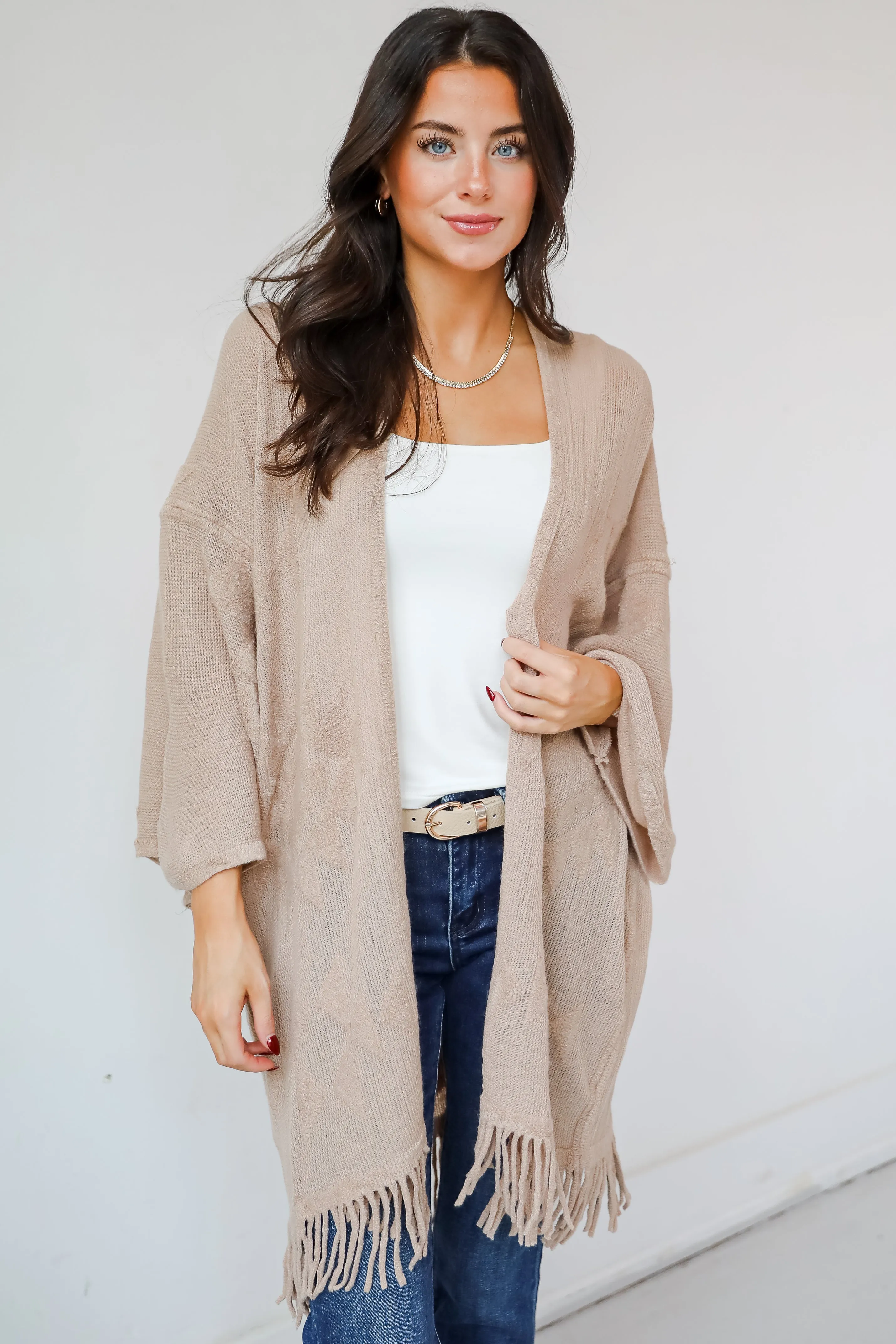 Cozy Inclination Beige Fringe Shawl - DOORBUSTER